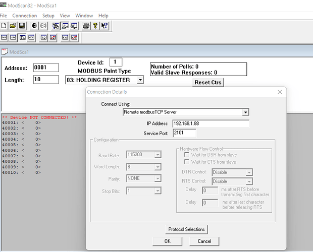 ModScan Direccion IP