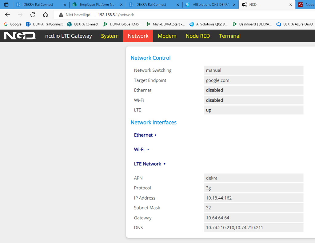 Edge Gateway nodered to Azure with LTE connection error NodeRed